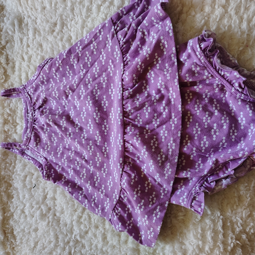 Purple Baby Romper with White Dots